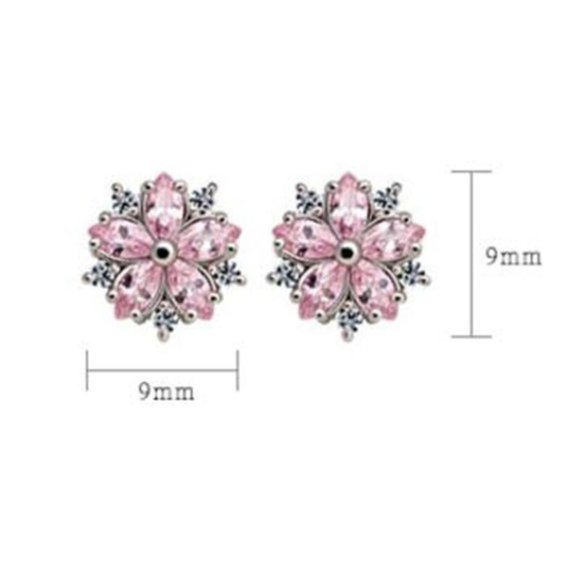 NEW Silver Fashion Trendy Ice Zircon Horse Eye Flower Stud Earrings - Picture 5 of 5